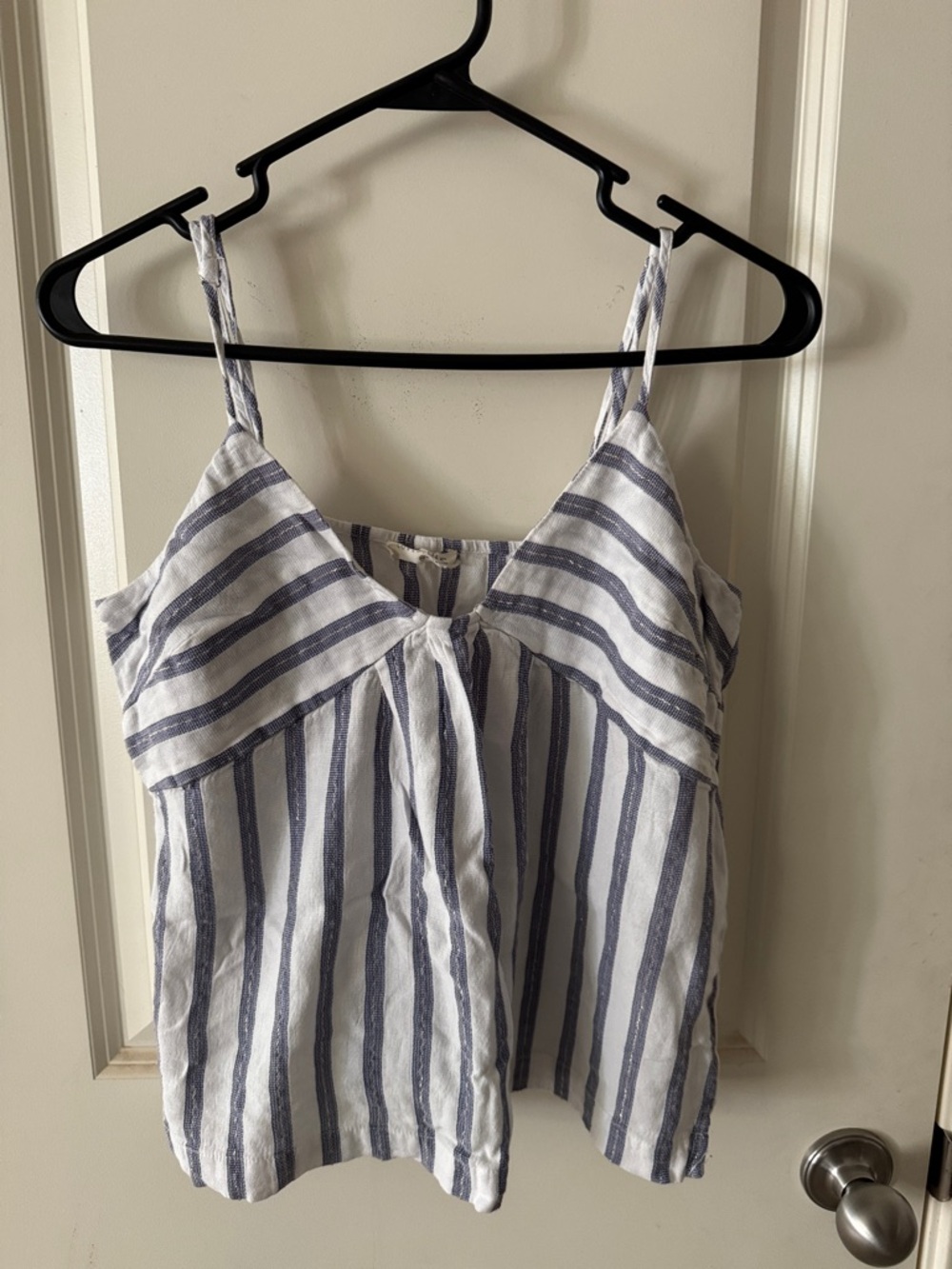 lovestitch White & Blue Striped Spaghetti Strap Tank